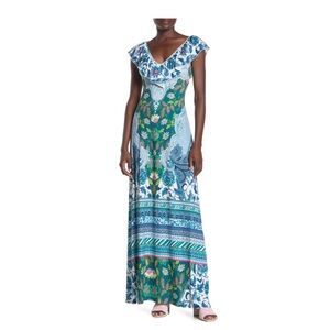 Hale Bob Womens Lotus Print Maxi Dress, size Small